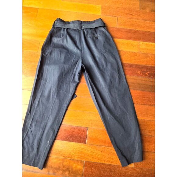 31 Phillip Lim Black 100% Cotton Paper Bag Straight Leg Tie Waist Trousers sz 2 - Picture 2 of 10